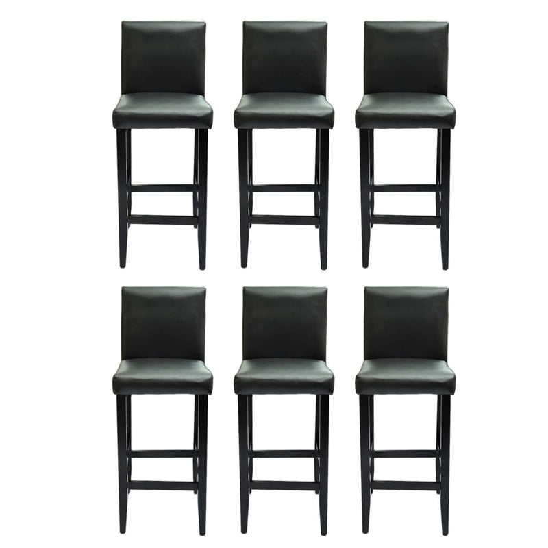 vidaXL Bar Stools 6 pcs Black Faux Leather