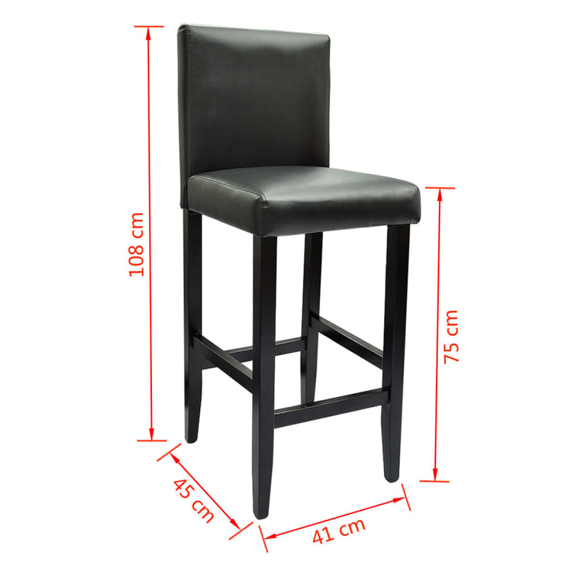 vidaXL Bar Stools 6 pcs Black Faux Leather