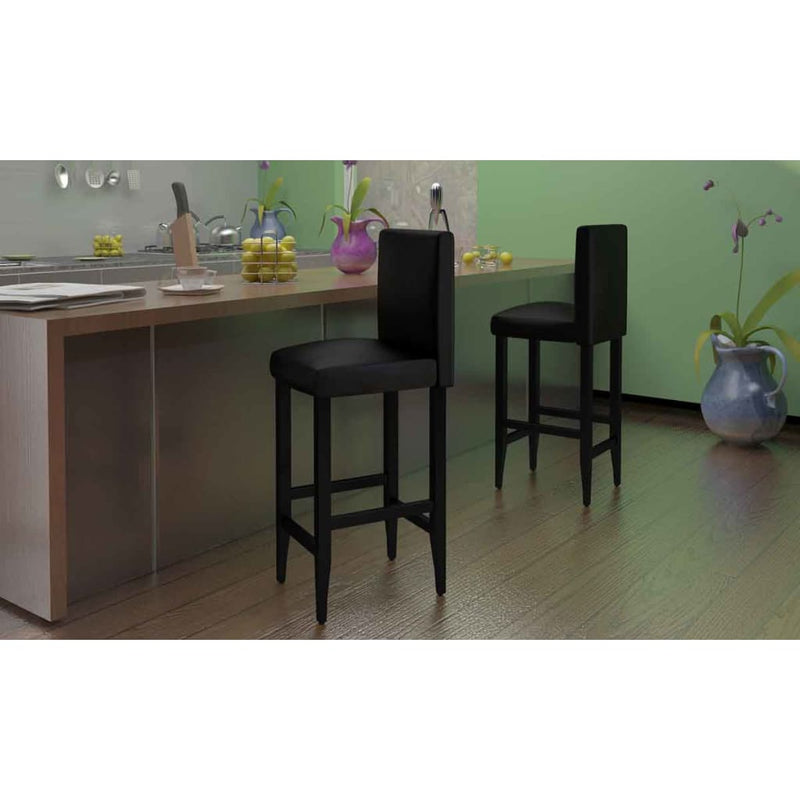 vidaXL Bar Stools 6 pcs Black Faux Leather