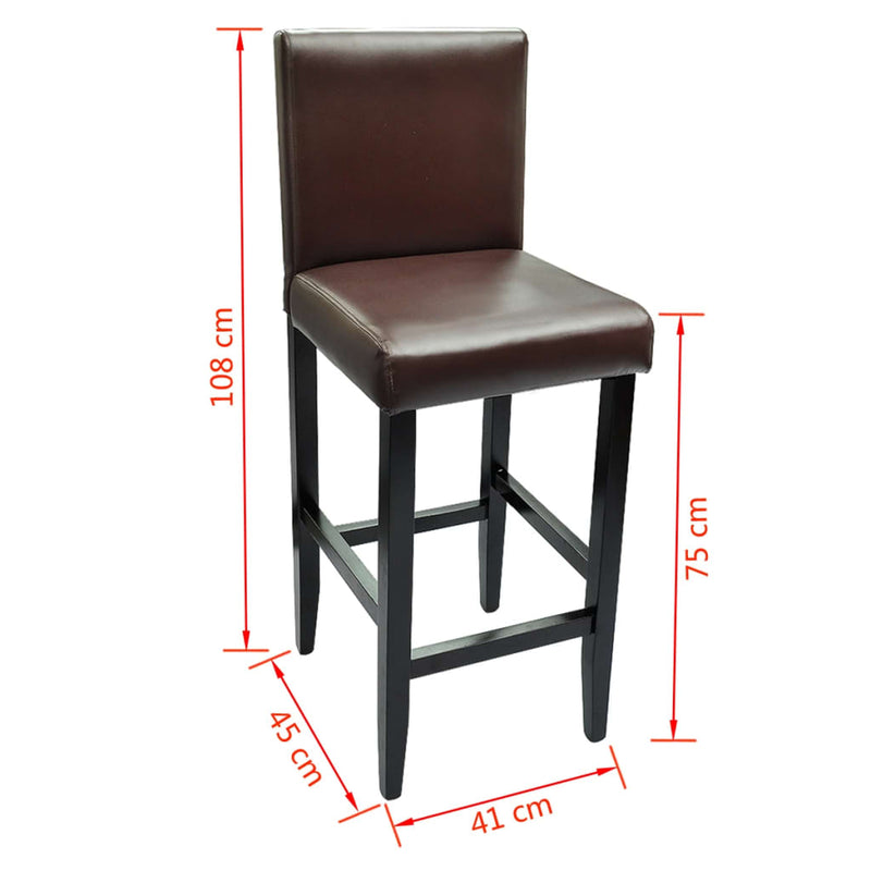 vidaXL Bar Stools 6 pcs Dark Brown Faux Leather