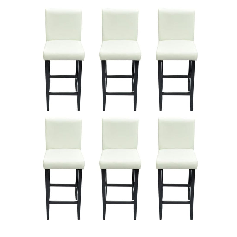 vidaXL Bar Stools 6 pcs White Faux Leather