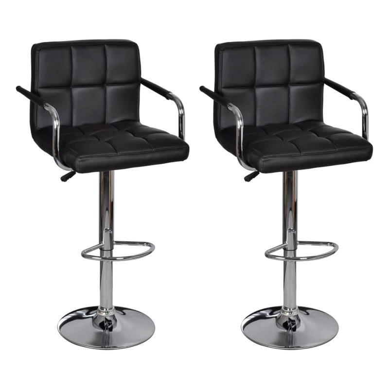 vidaXL Bar Stools 2 pcs Black Faux Leather