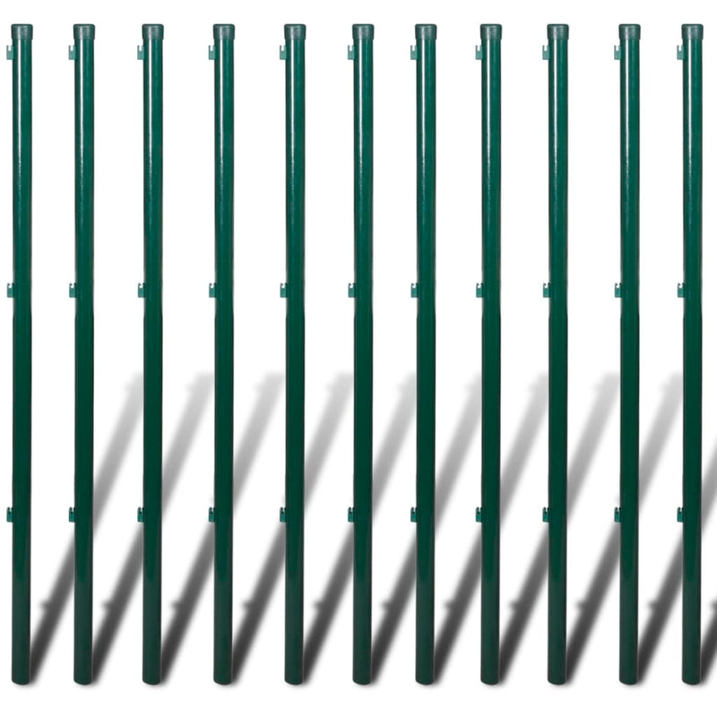 vidaXL Chain Link Fence with Posts Steel 1x25 m Green