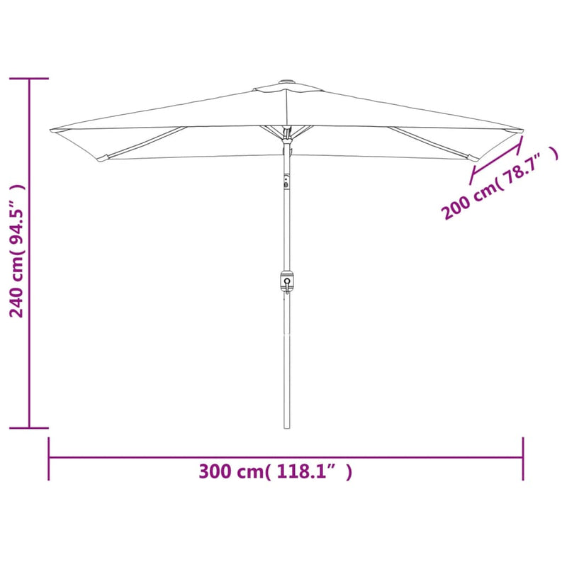 vidaXL Garden Parasol 200 x 300 cm Green Rectangular