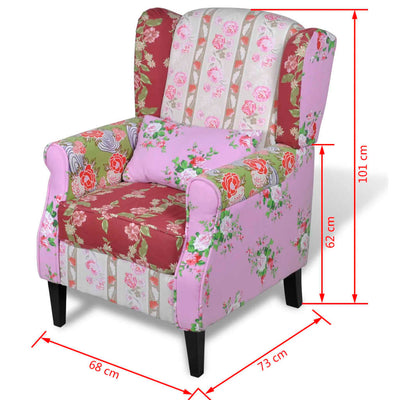 vidaXL Armchair with Patchwork Design Fabric