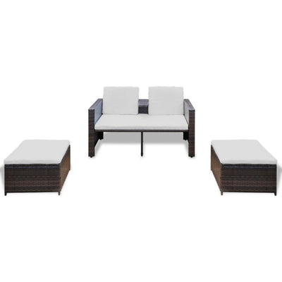 vidaXL 4 Piece Garden Lounge Set with Cushions Poly Rattan Brown