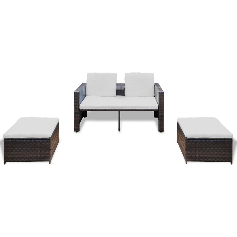 vidaXL 4 Piece Garden Lounge Set with Cushions Poly Rattan Brown