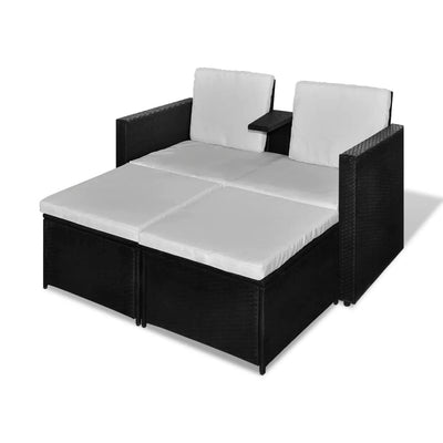 vidaXL 4 Piece Garden Lounge Set with Cushions Poly Rattan Black