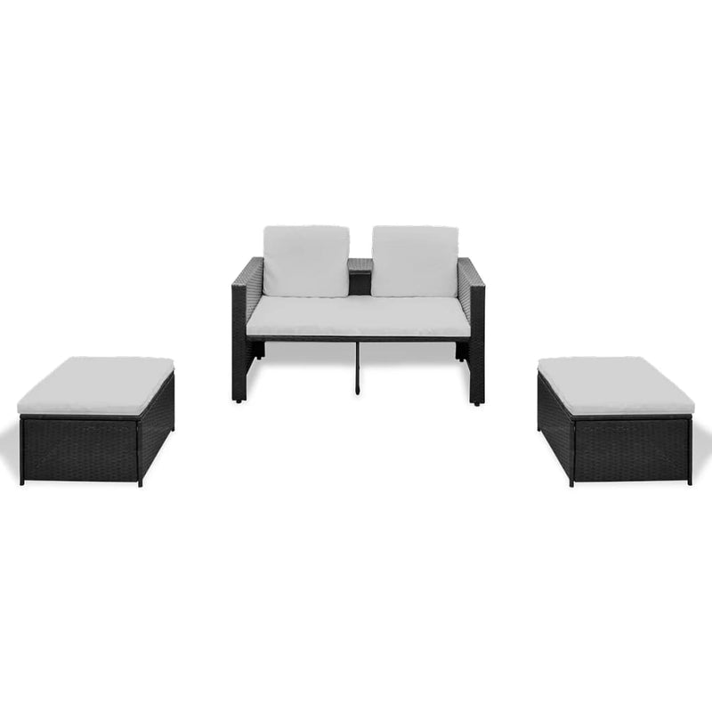 vidaXL 4 Piece Garden Lounge Set with Cushions Poly Rattan Black