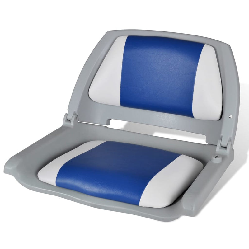 vidaXL Boat Seat Foldable Backrest with Blue-white Pillow 41x36x48 cm
