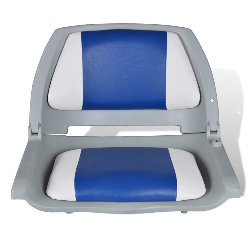 vidaXL Boat Seat Foldable Backrest with Blue-white Pillow 41x36x48 cm