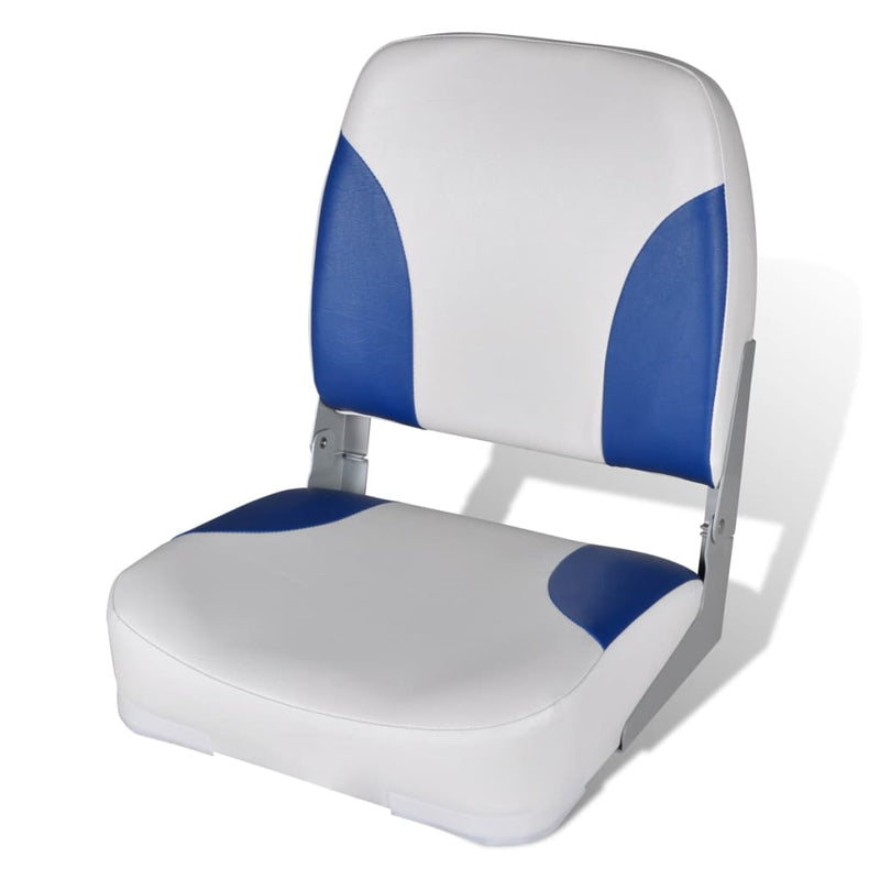 vidaXL Boat Seat Foldable Backrest with Blue-white Pillow 41x36x48 cm