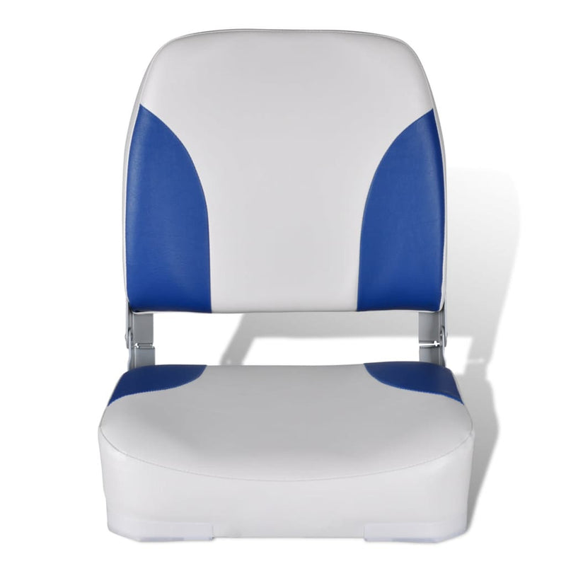 vidaXL Boat Seat Foldable Backrest with Blue-white Pillow 41x36x48 cm