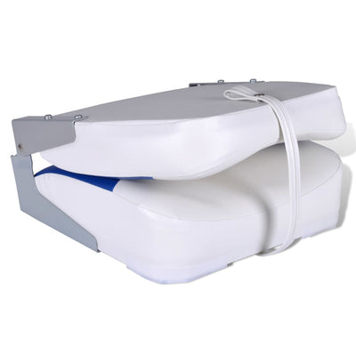 vidaXL Boat Seat Foldable Backrest with Blue-white Pillow 41x36x48 cm