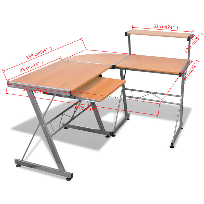 Computer Desk Workstation With Pull Out Keyboard Tray Black