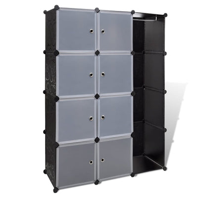 vidaXL Modular Cabinet 14 Compartments Black and White 37x146x180.5 cm