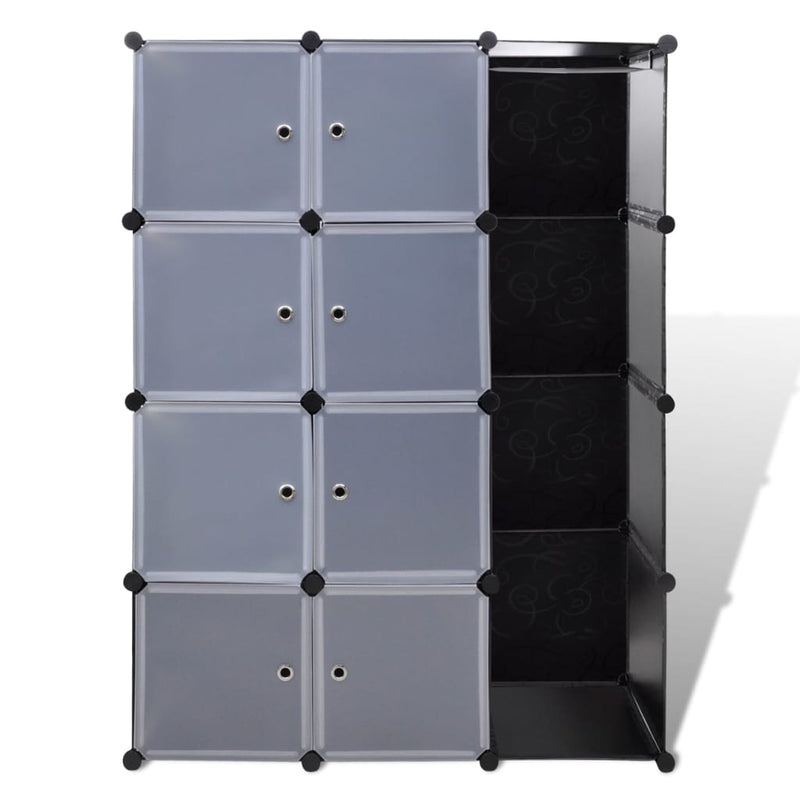 vidaXL Modular Cabinet 14 Compartments Black and White 37x146x180.5 cm