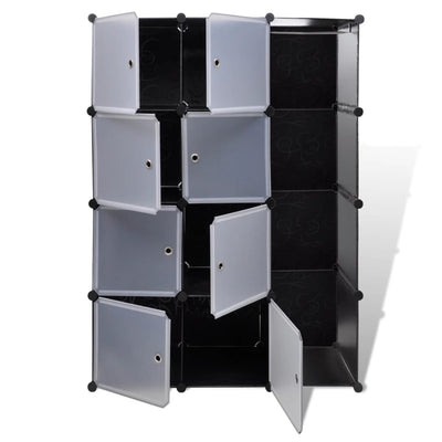 vidaXL Modular Cabinet 14 Compartments Black and White 37x146x180.5 cm