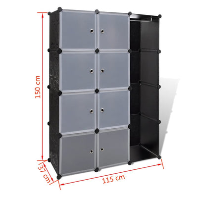 vidaXL Modular Cabinet 14 Compartments Black and White 37x146x180.5 cm