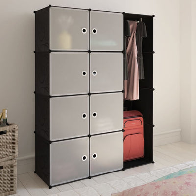 vidaXL Modular Cabinet 14 Compartments Black and White 37x146x180.5 cm