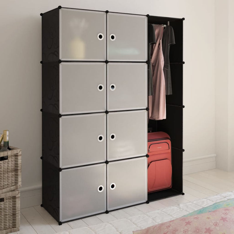 vidaXL Modular Cabinet 14 Compartments Black and White 37x146x180.5 cm