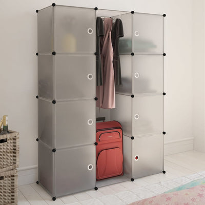 vidaXL Modular Cabinet 14 Compartments Black and White 37x146x180.5 cm