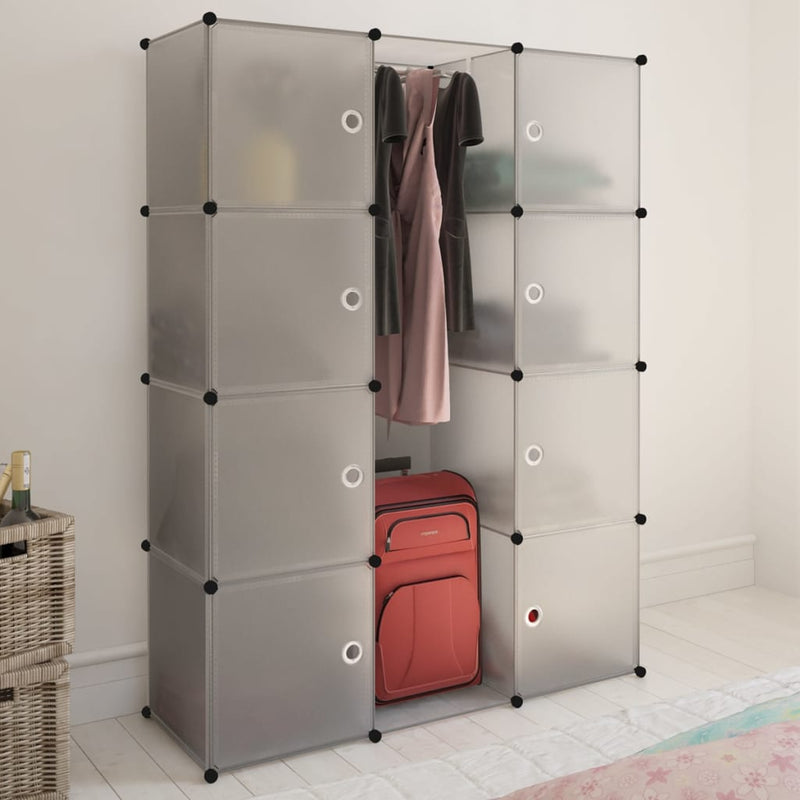 vidaXL Modular Cabinet 14 Compartments Black and White 37x146x180.5 cm