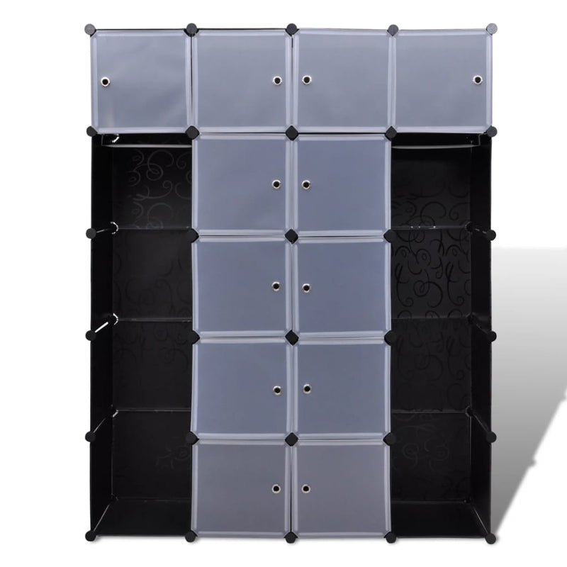 vidaXL Modular Cabinet 14 Compartments Black and White 37x146x180.5 cm