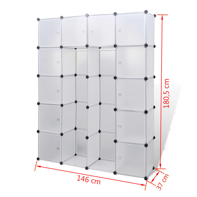 vidaXL Modular Cabinet 14 Compartments Black and White 37x146x180.5 cm
