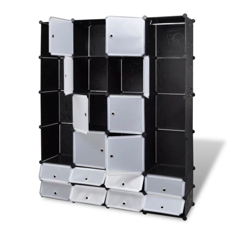vidaXL Modular Cabinet 14 Compartments Black and White 37x146x180.5 cm