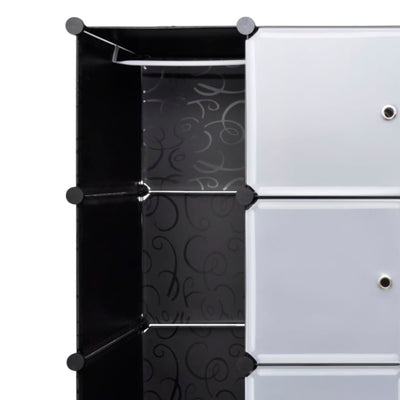 vidaXL Modular Cabinet 14 Compartments Black and White 37x146x180.5 cm