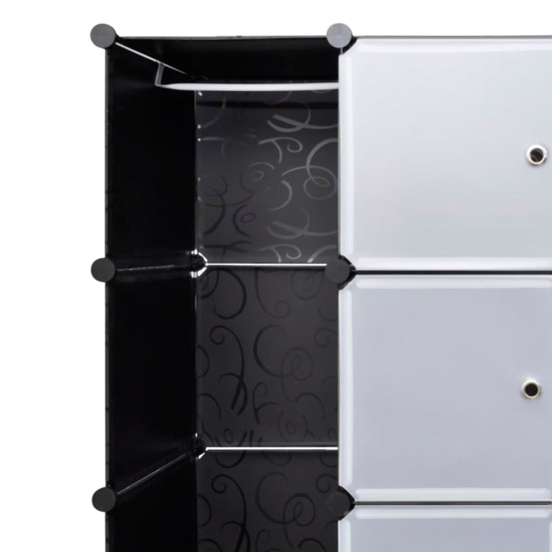 vidaXL Modular Cabinet 14 Compartments Black and White 37x146x180.5 cm