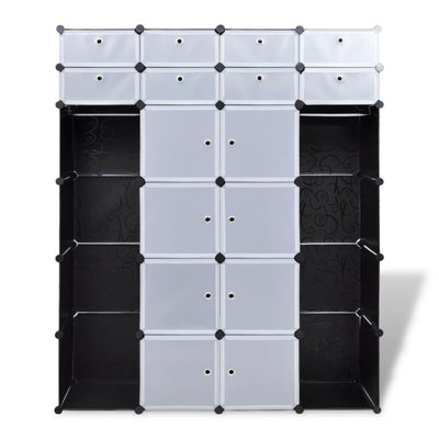 vidaXL Modular Cabinet 14 Compartments Black and White 37x146x180.5 cm