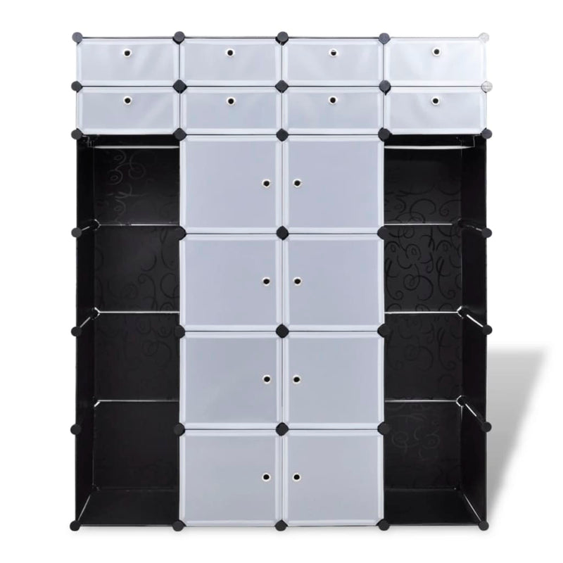 vidaXL Modular Cabinet 14 Compartments Black and White 37x146x180.5 cm
