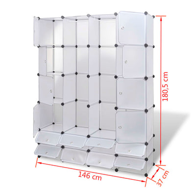 vidaXL Modular Cabinet 14 Compartments Black and White 37x146x180.5 cm