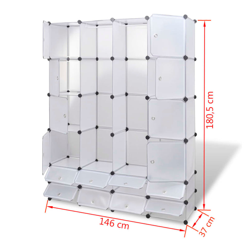 vidaXL Modular Cabinet 14 Compartments Black and White 37x146x180.5 cm