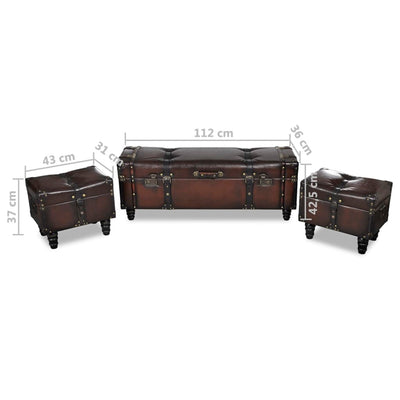 vidaXL Storage Bench Set 3 pcs Brown