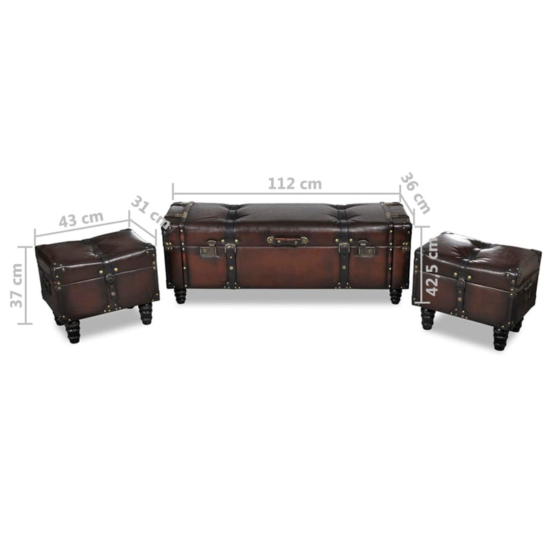 vidaXL Storage Bench Set 3 pcs Brown