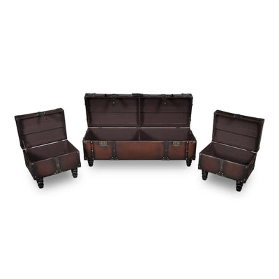 vidaXL Storage Bench Set 3 pcs Brown
