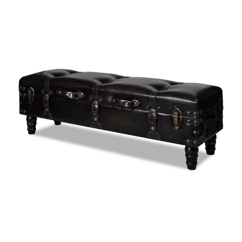 vidaXL Long Storage Bench Brown MDF and Leather