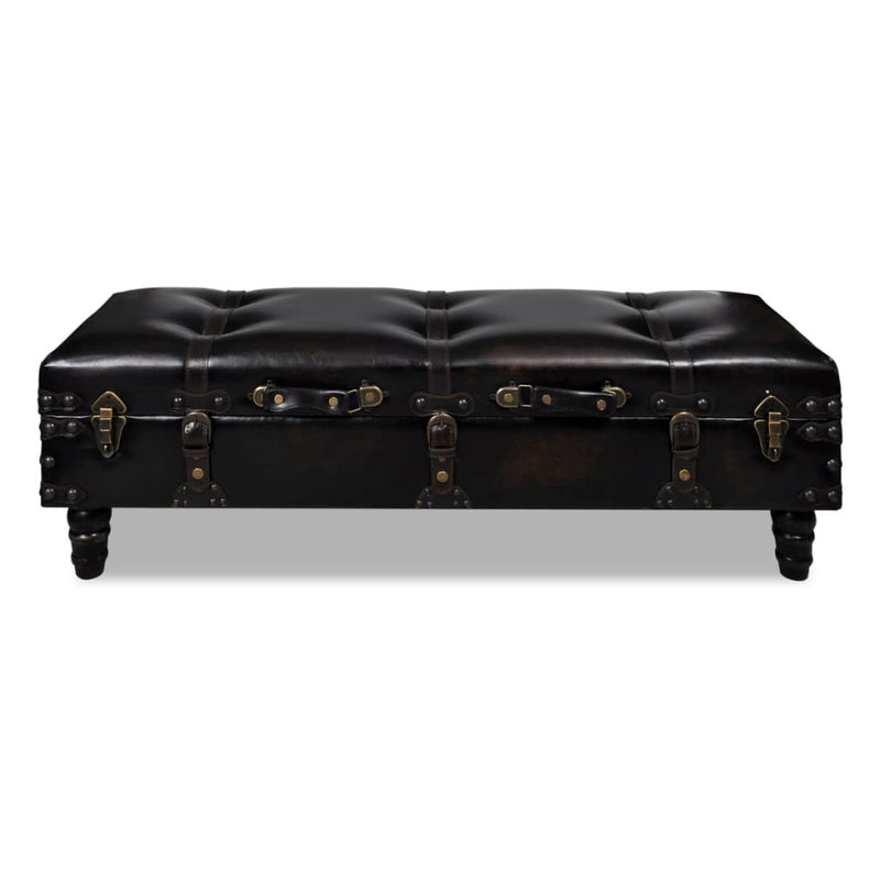 vidaXL Long Storage Bench Brown MDF and Leather