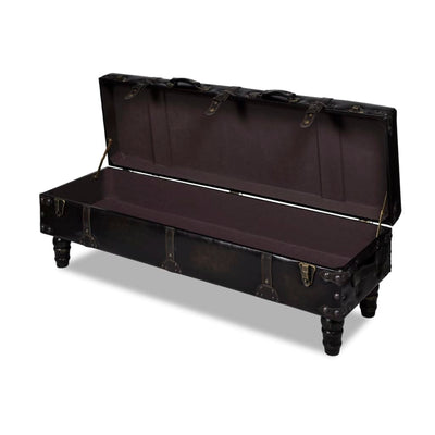 vidaXL Long Storage Bench Brown MDF and Leather