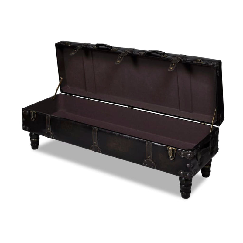 vidaXL Long Storage Bench Brown MDF and Leather