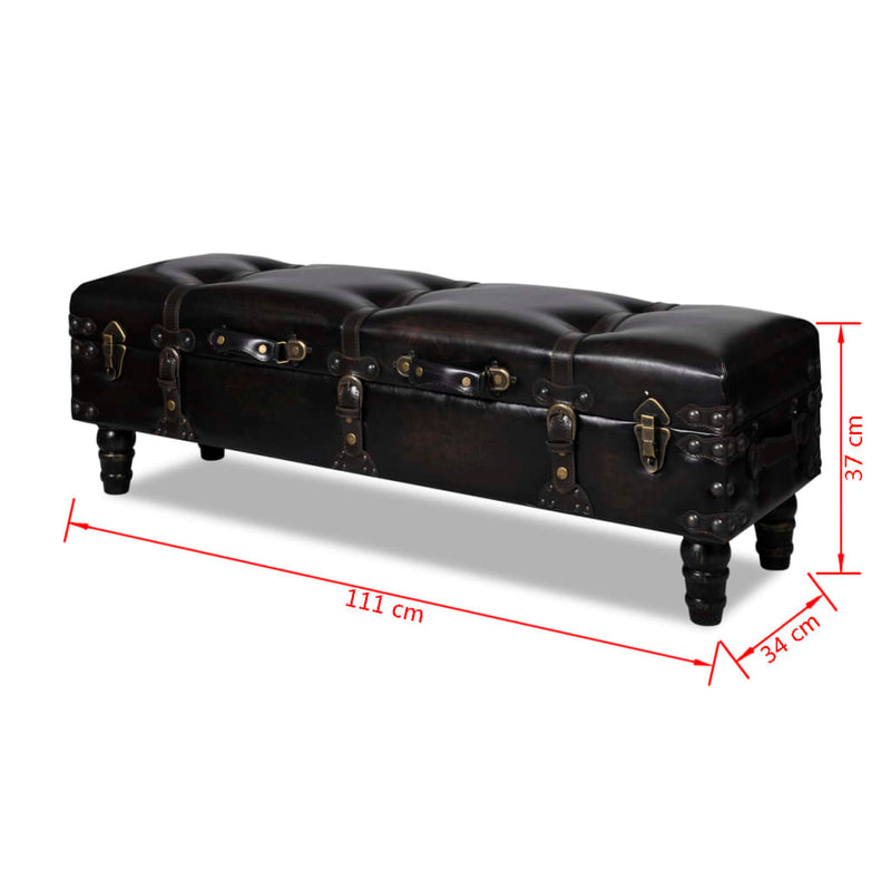 vidaXL Long Storage Bench Brown MDF and Leather