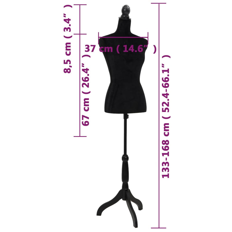 vidaXL Ladies Bust Display Black Female Dressmakers Dummy Mannequin