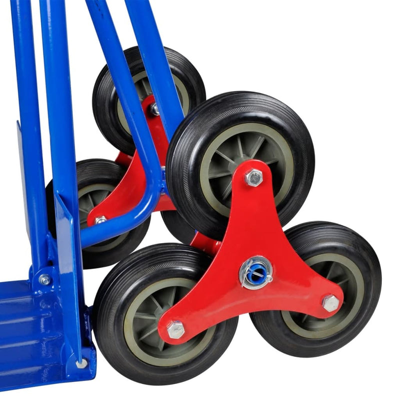vidaXL Folding Sack Truck with 6 Wheels Blue