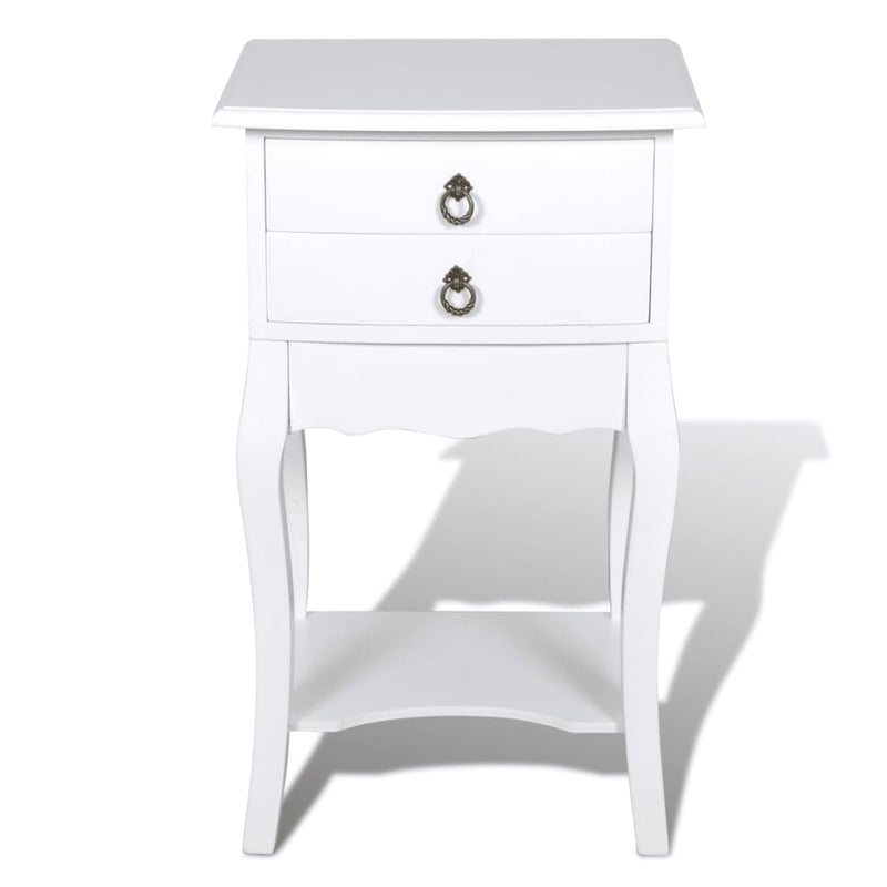 vidaXL Nightstand with 2 Drawers White