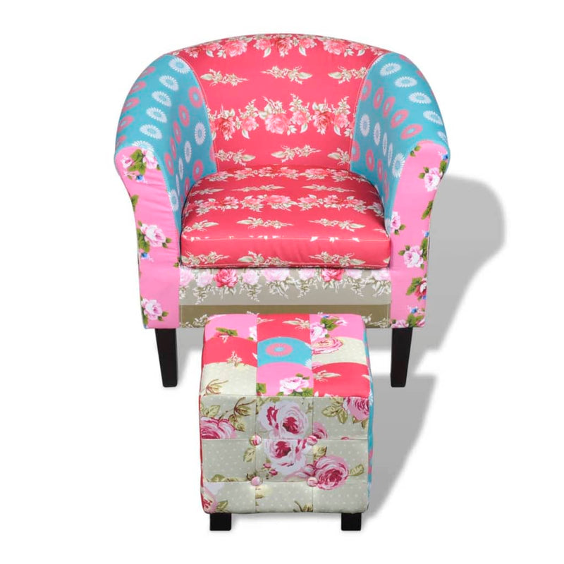vidaXL Armchair with Footstool Patchwork Design Fabric