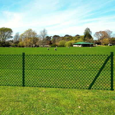 vidaXL Chain Link Fence with Posts Spike Steel 1.5x15 m