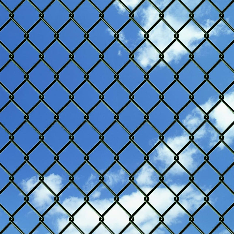 vidaXL Chain Link Fence with Posts Spike Steel 1.5x15 m